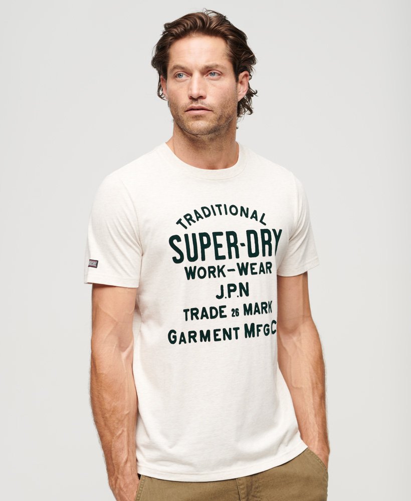 Men\'s Athletic Script | in Graphic T-Shirt Superdry Cream Oat Marl US