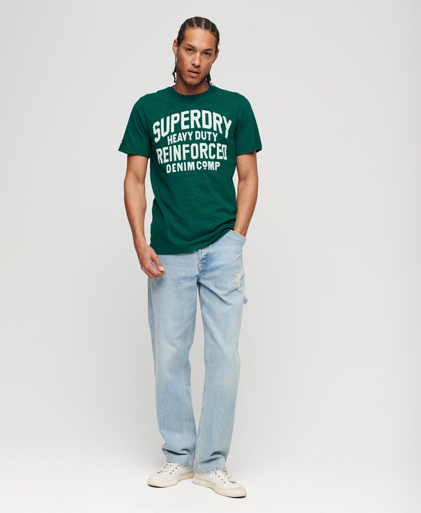 Mens - Athletic Script Graphic T-Shirt in Storm Green | Superdry UK