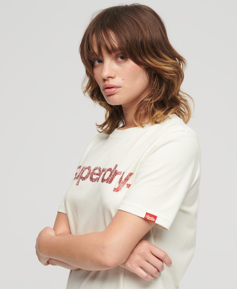 Women\'s Metallic | in Core US White Logo Superdry T-Shirt Ice