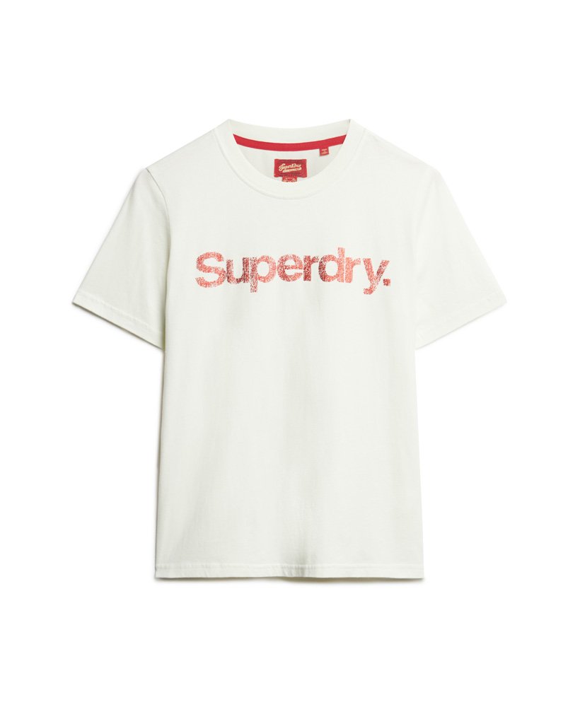 Metallic Superdry US Logo Women\'s Core | T-Shirt Ice in White