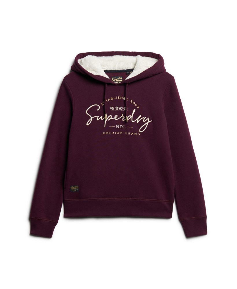 Superdry Luxe Hoodie mit Logo in Metallic-Optik - Damen Damen Hoodies-und- sweatshirts