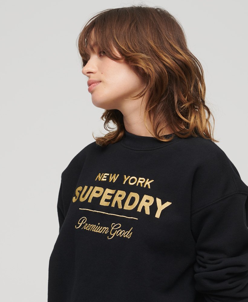 Womens - Luxe Metallic Logo Sweatshirt in Black | Superdry UK