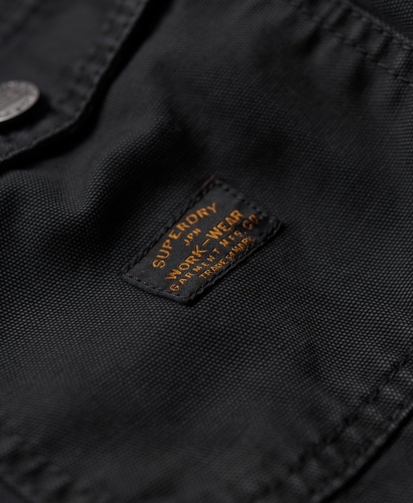 Men's - Organic Cotton Canvas Workwear Overshirt in Black | Superdry UK