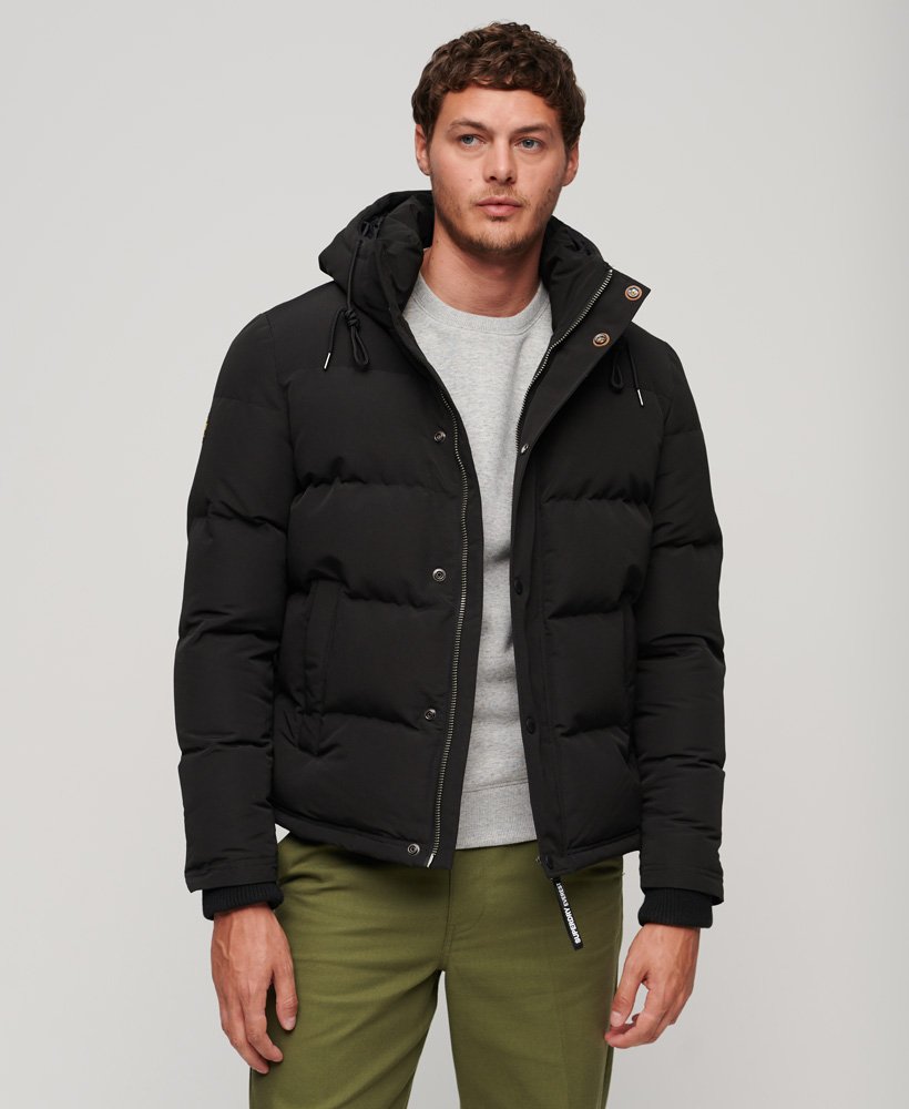 HOODED PUFFER JACKET - Black