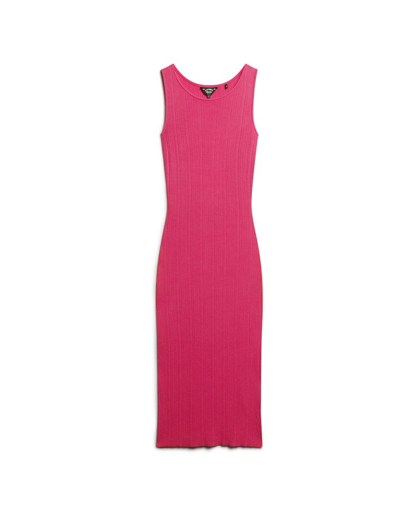 Womens - Backless Knitted Midi Dress in Magenta Pink | Superdry UK