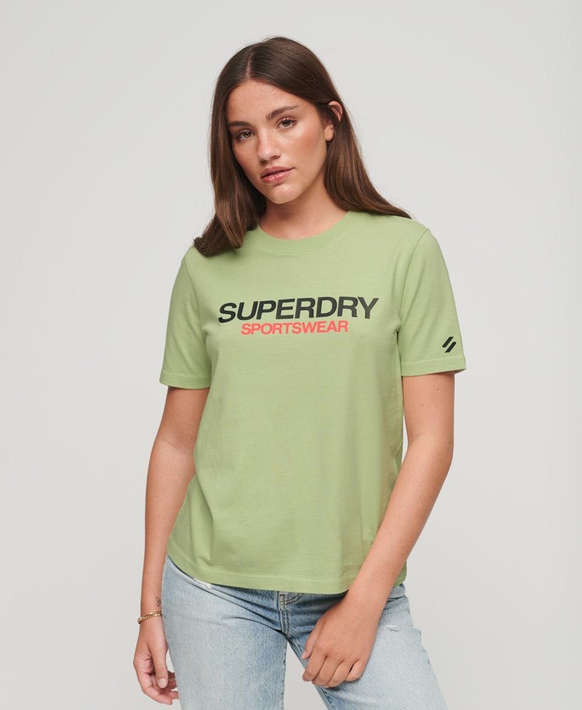 Zartes Logo - Locker Damen DE mit | Sportswear-T-Shirt Grün Superdry geschnittenes