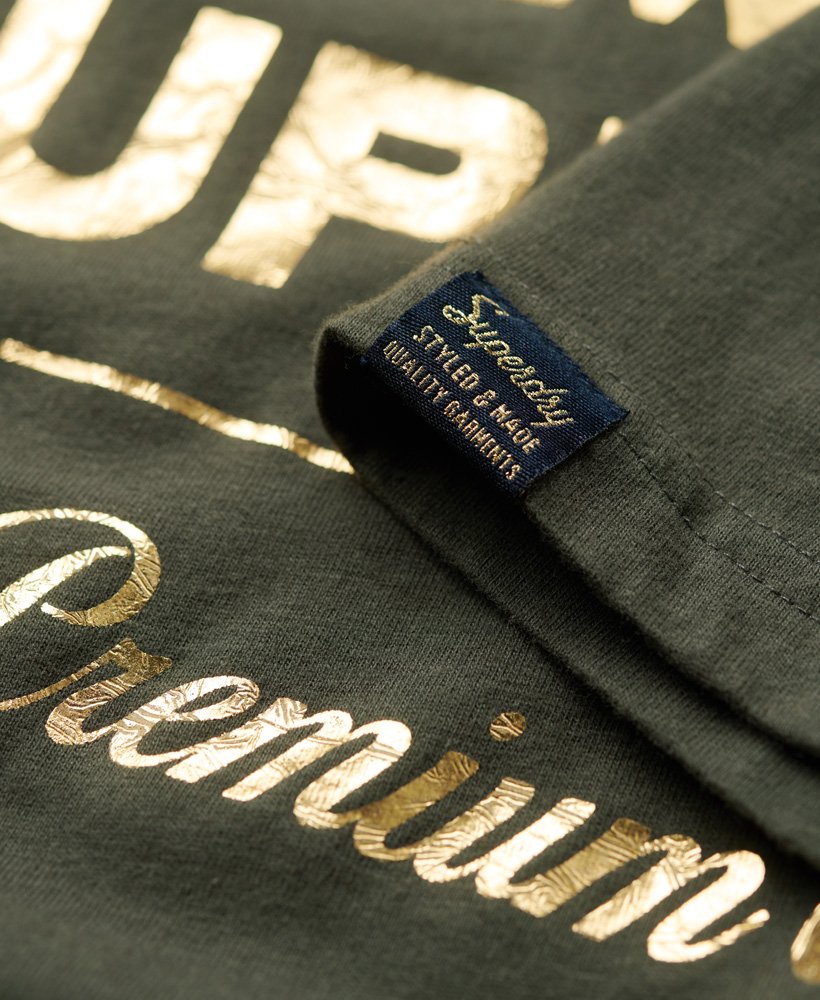 T-Shirt Luxe Logo Black | Womens Metallic in UK Vintage - Superdry