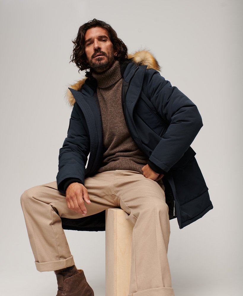 Everest - Mens Faux Men\'s Fur Parka Jackets Coat Hooded Superdry