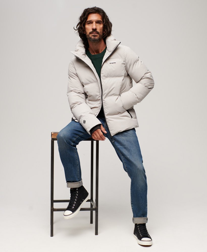 Men's - Hooded Boxy Puffer Jacket in Moonlight Grey | Superdry UK