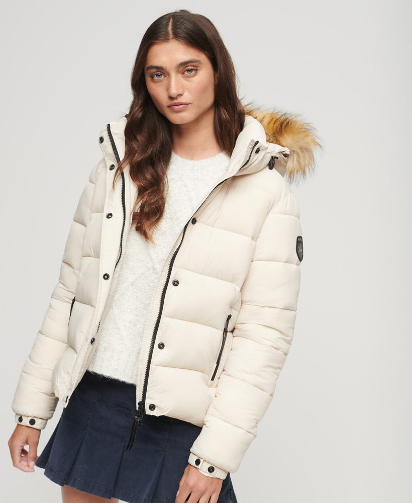 Superdry Faux Fur Short Hooded Puffer Jacket - Women's Sale Womens View-all