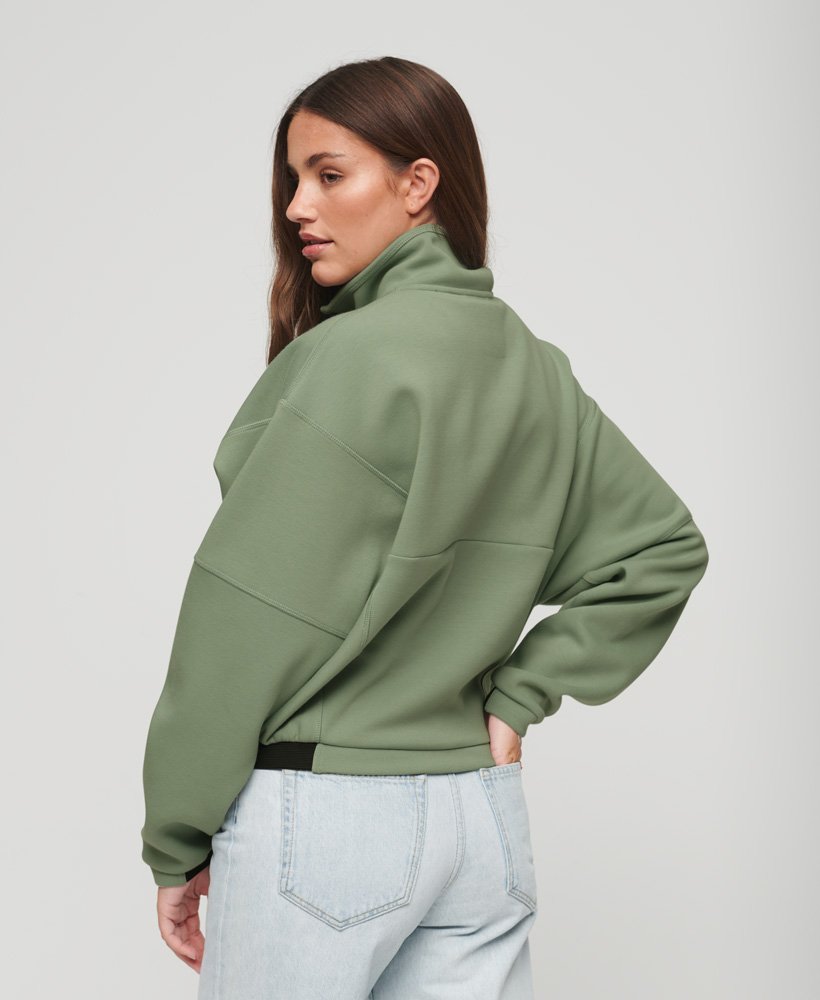 Womens - Tech Half Zip Boxy Sweatshirt in Light Jade Green | Superdry UK