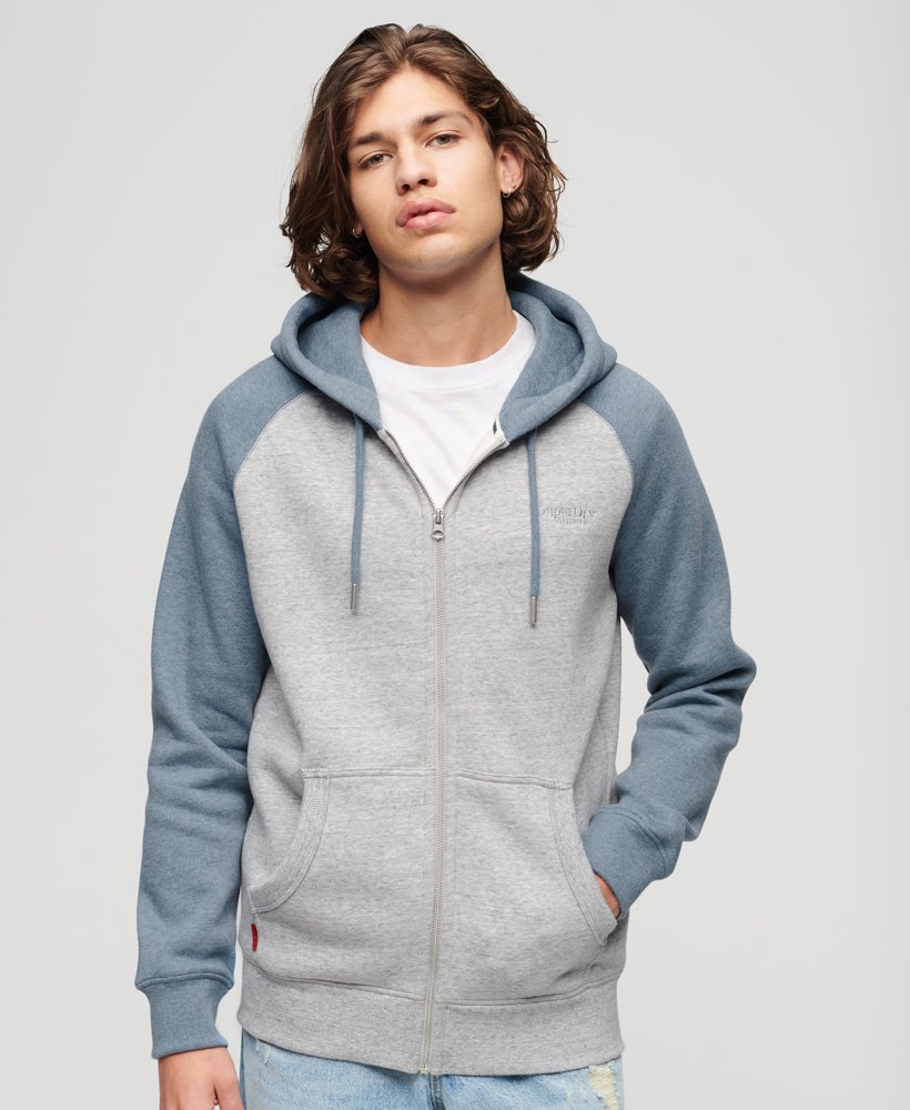 Men's Essential Logo Zip Hoodie in Athletic Grey Marl