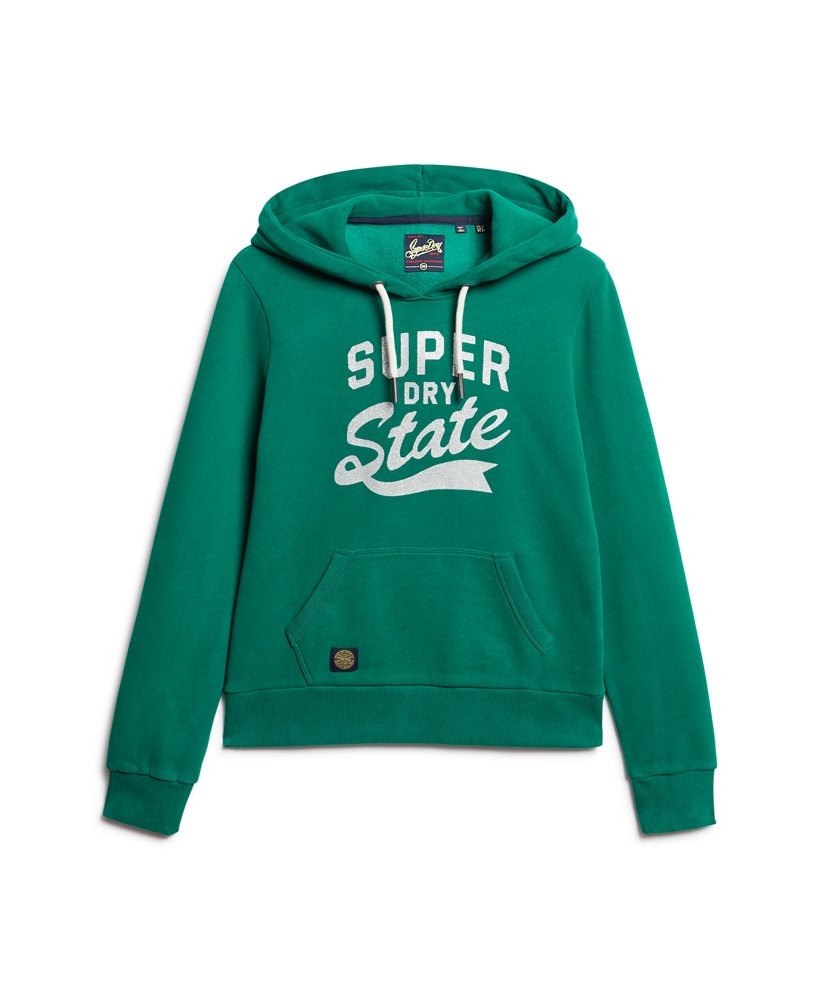 Womens - Scripted College Graphic Hoodie in Storm Green | Superdry UK