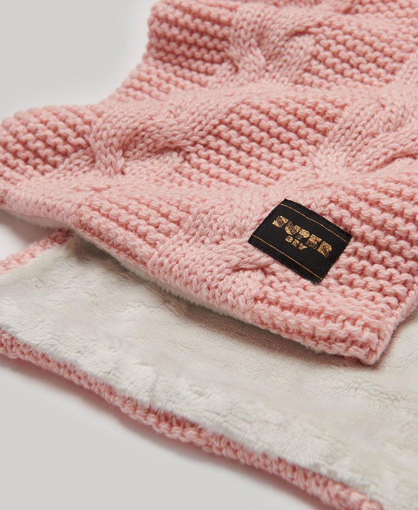 Women s Cable Knit Scarf In Pink Fleck Superdry UK