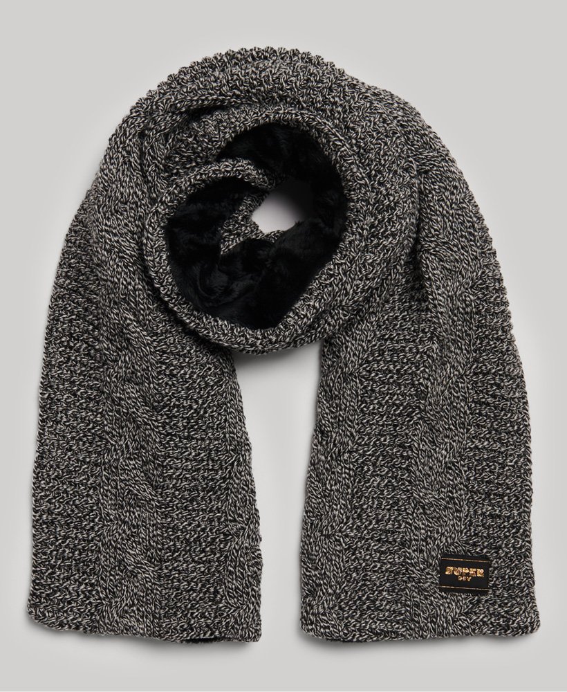 Men’s - Cable Knit Scarf in Black Fleck | Superdry