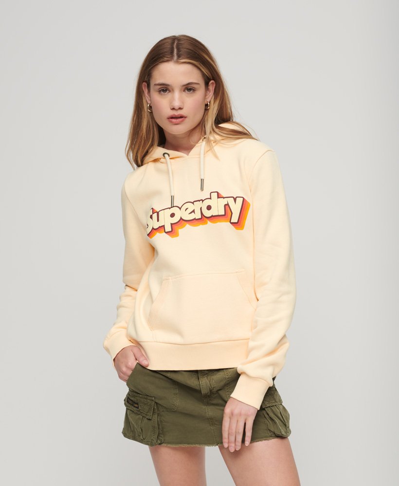 Womens - 70s Classic Logo Hoodie in Ivory | Superdry UK