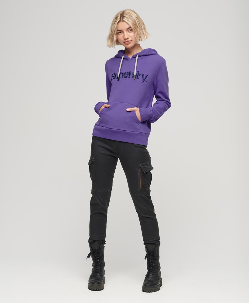 Womens Tonal Embroidered Logo Hoodie in Purple Opulence Superdry UK