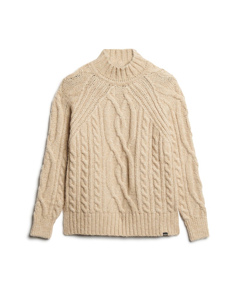 Superdry High Neck Cable Knit Jumper - Women's Sale Womens View-all