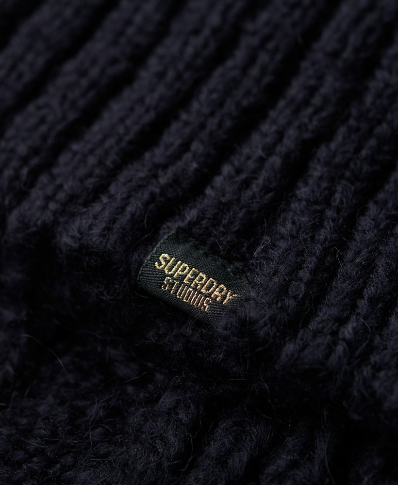 Womens - High Neck Cable Knit Jumper in Eclipse Navy | Superdry UK