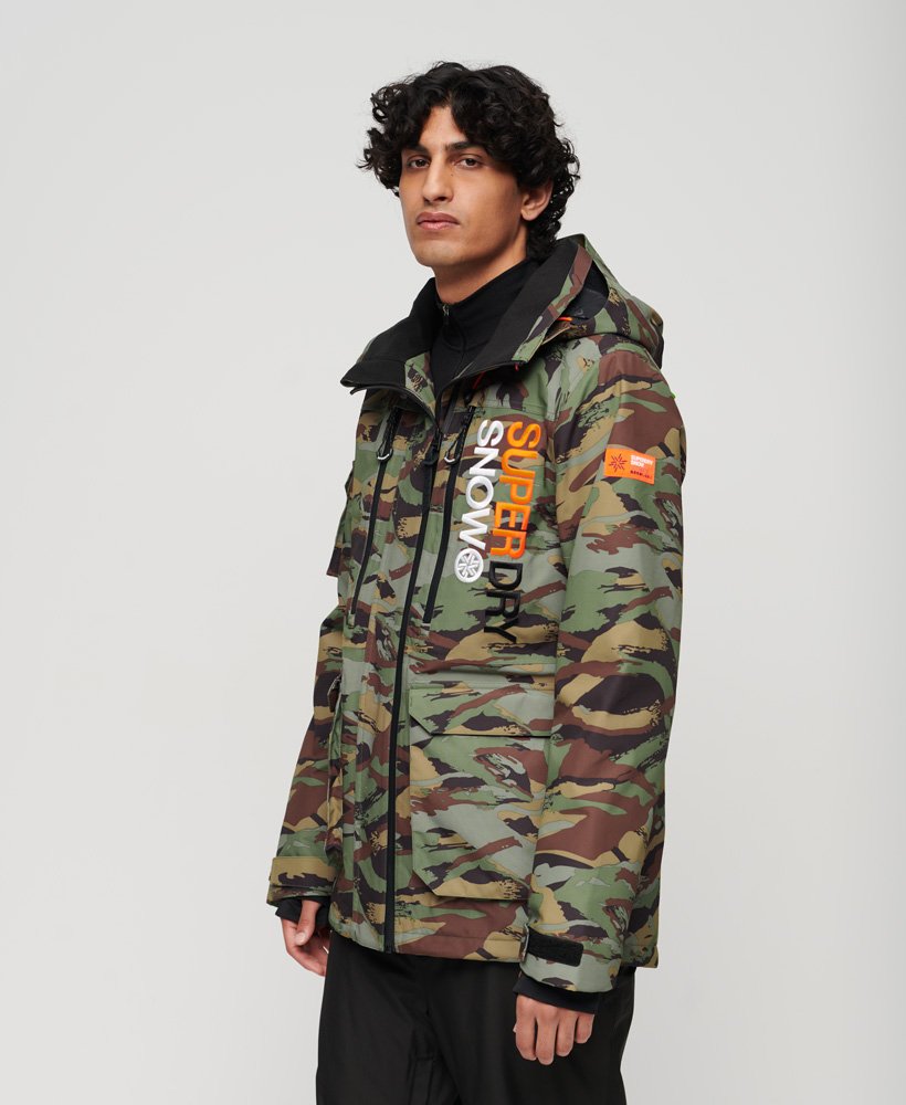 Men's Ski Ultimate Rescue Jacket in Woodland Green Camo | Superdry
