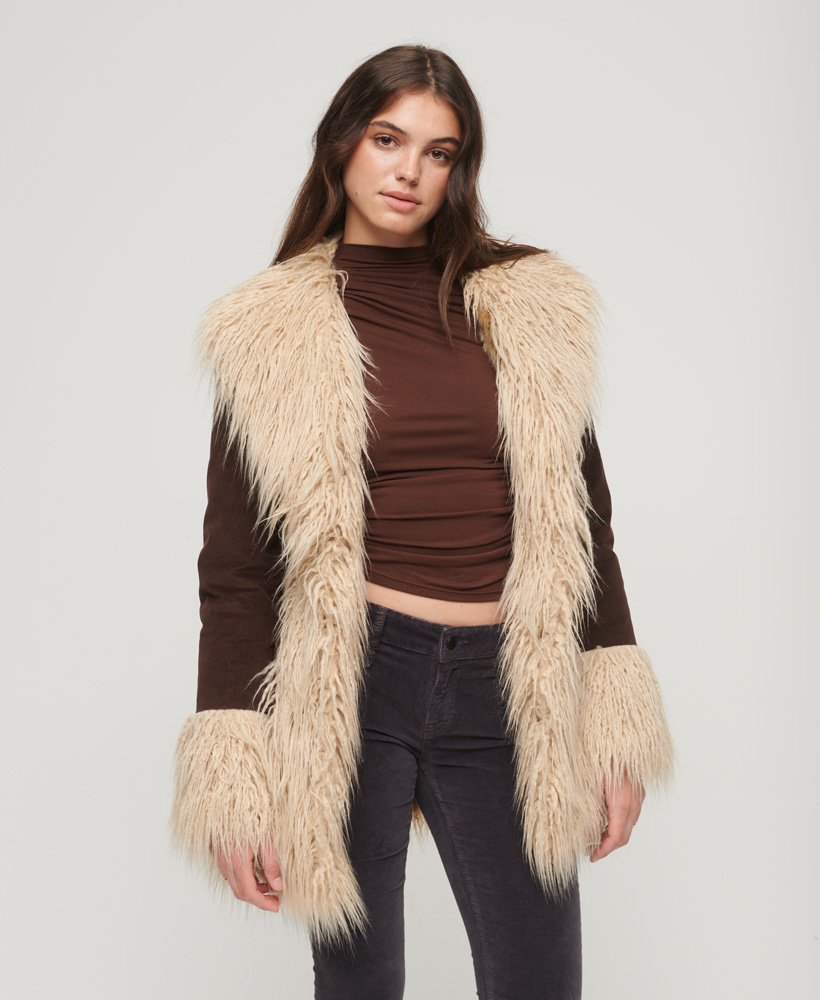 Buy Superdry Brown Faux Fur Lined Afghan Coat from Next USA