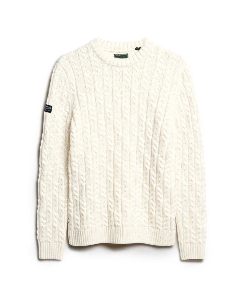 Mens - Jacob Crew Jumper in Winter White | Superdry UK