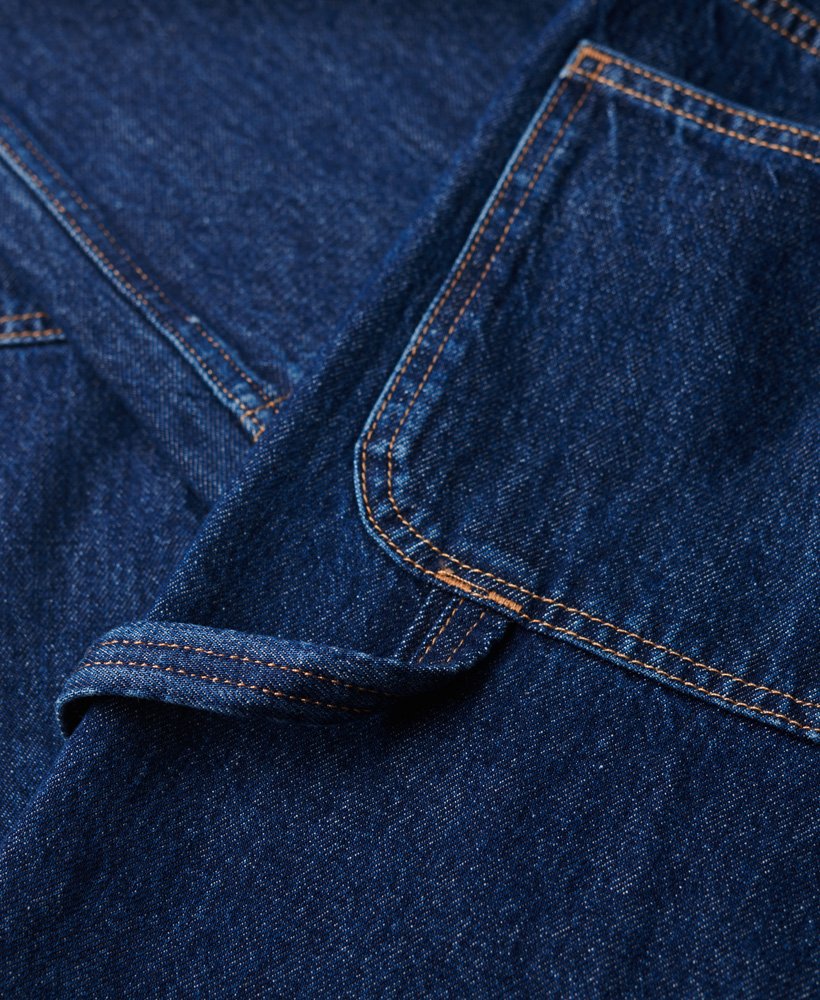 Womens - Organic Cotton Mid Rise Denim Carpenter Jeans in Rinse Blue ...