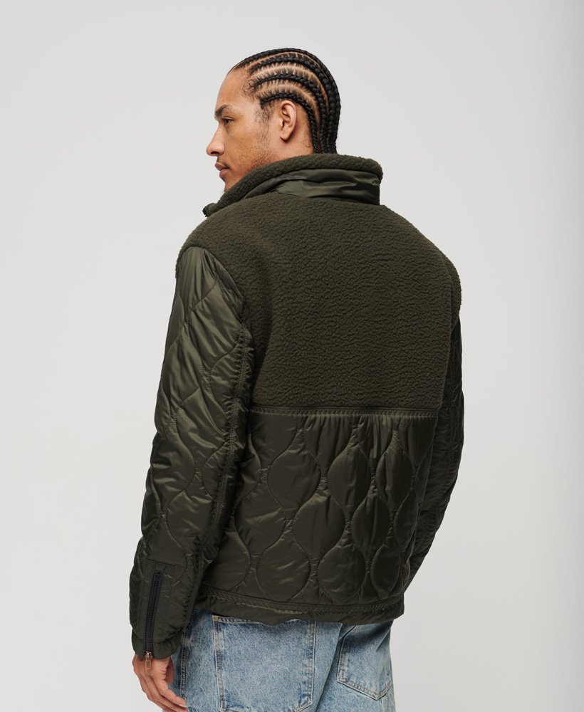 Men's Sherpa Quilted Hybrid Jacket in Dark Grey Green