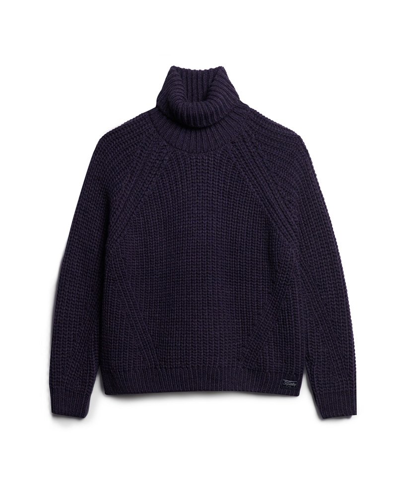 Womens - Slouchy Stitch Roll Neck Knit in Navy Marl | Superdry UK