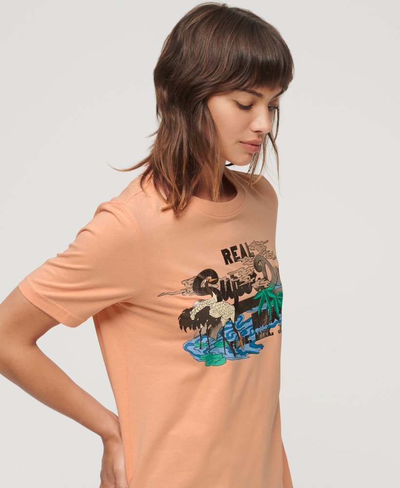 Women's Japanese Vintage Logo Graphic T-Shirt in Chalky Coral | Superdry US