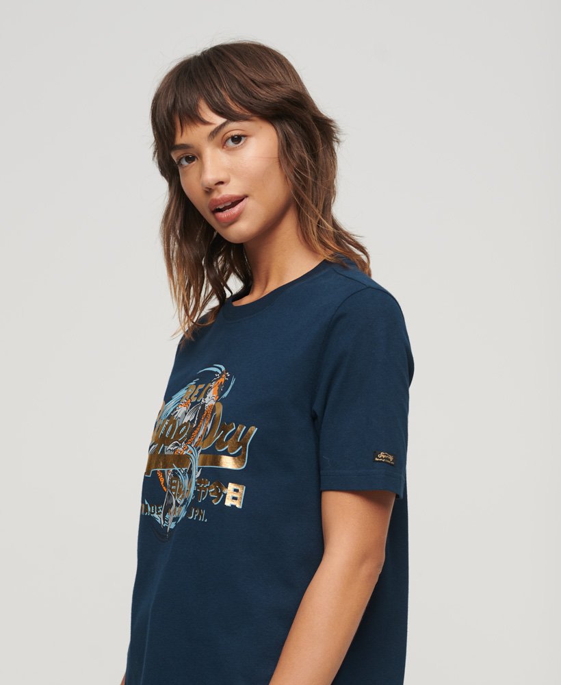 Women's Japanese Vintage Logo Graphic T-Shirt in Nu Navy | Superdry US
