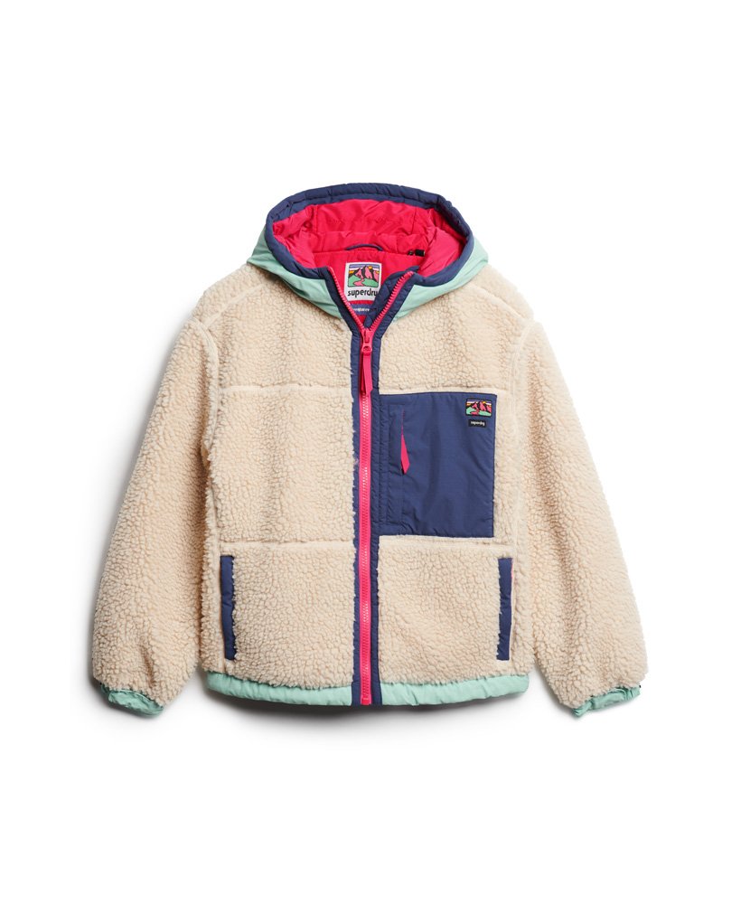 Superdry Vintage Hooded Sherpa Jacket W Vintage Ecru Polaires femme :  Snowleader