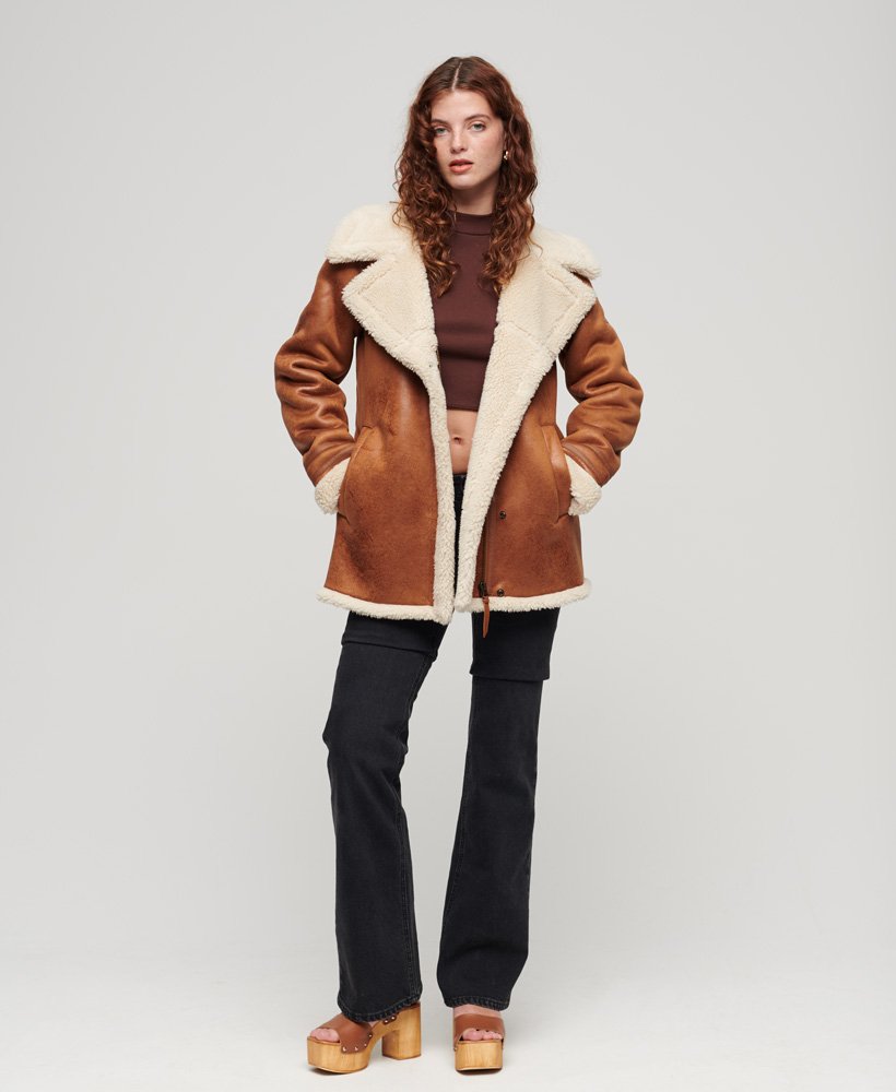 Superdry Faux Shearling Mid Jacket - Women's Womens Winter-essentials