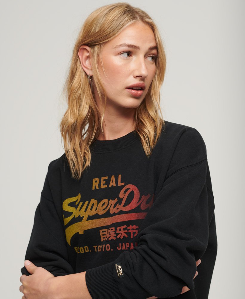 Womens - Tonal Vintage Logo Graphic Sweatshirt in Nero Black Marl ...