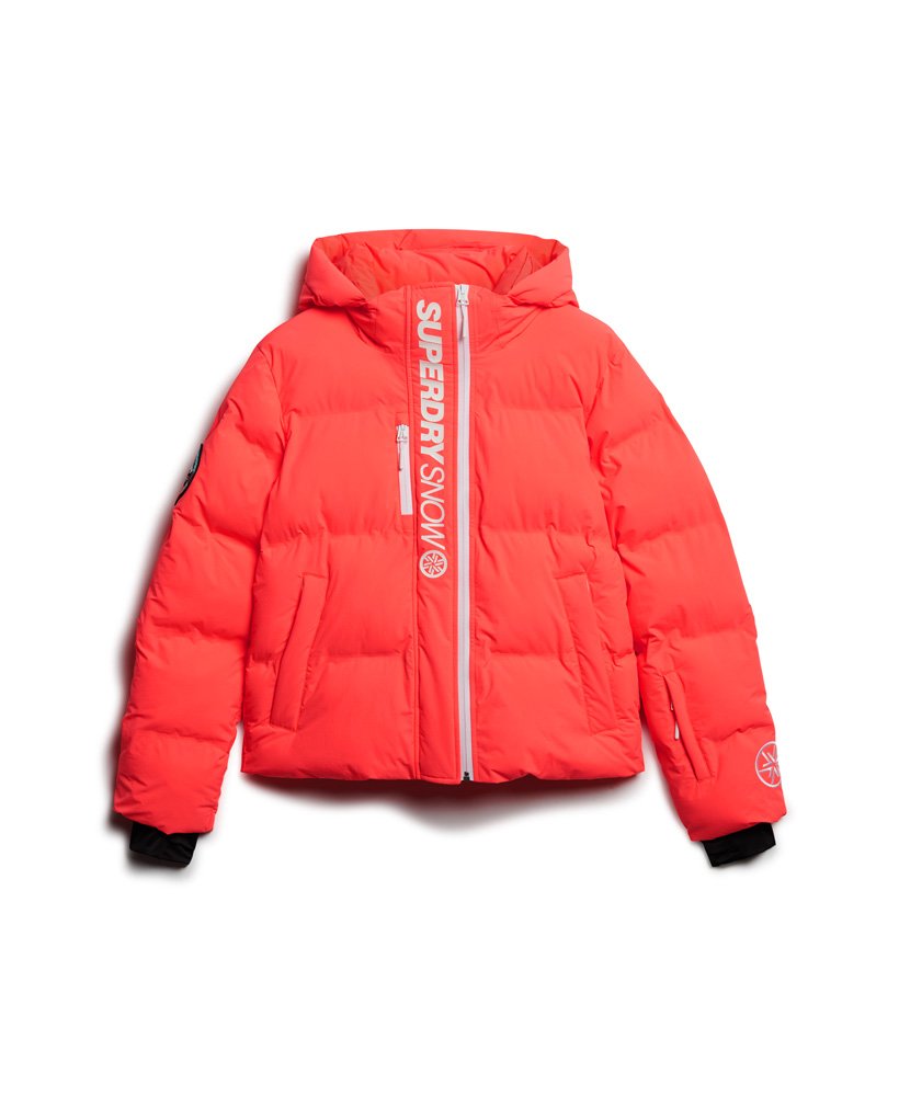 Women's Hooded Classic Puffer Jacket in Hyper Fire Coral