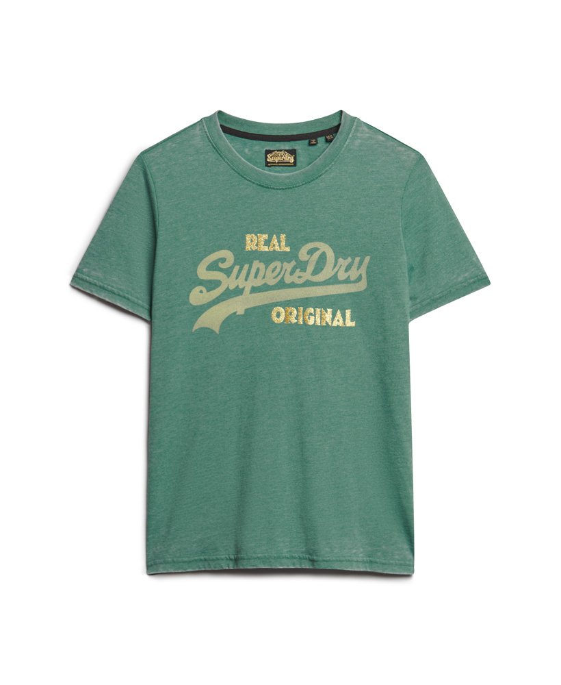 US Green | Vintage Deep T-Shirt in Burnout Logo Superdry Jungle Women\'s