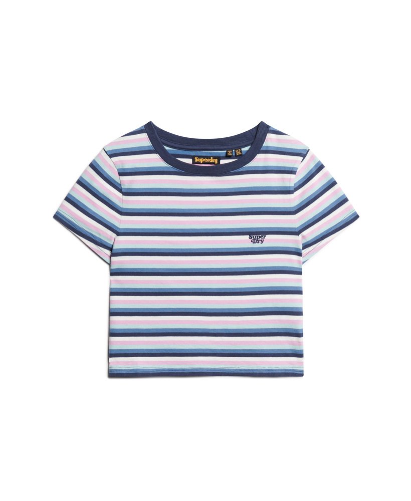 Womens - Vintage Stripe Crop T-Shirt in Hyper Lavender Stripe | Superdry UK