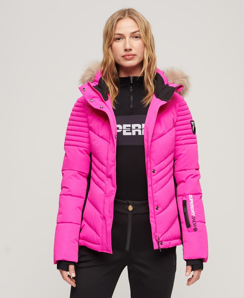 Womens - Ski Luxe Puffer Jacket in Hyper Magenta Pink | Superdry
