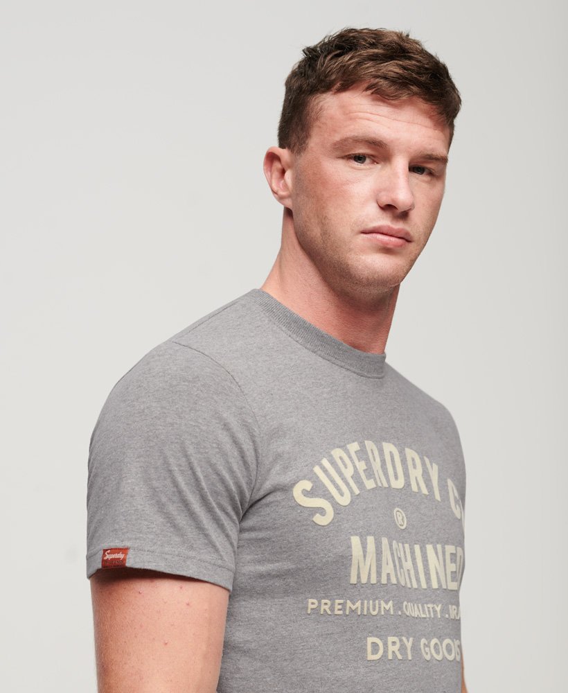 Men's - Workwear Flock Graphic T-Shirt in Ash Grey Marl