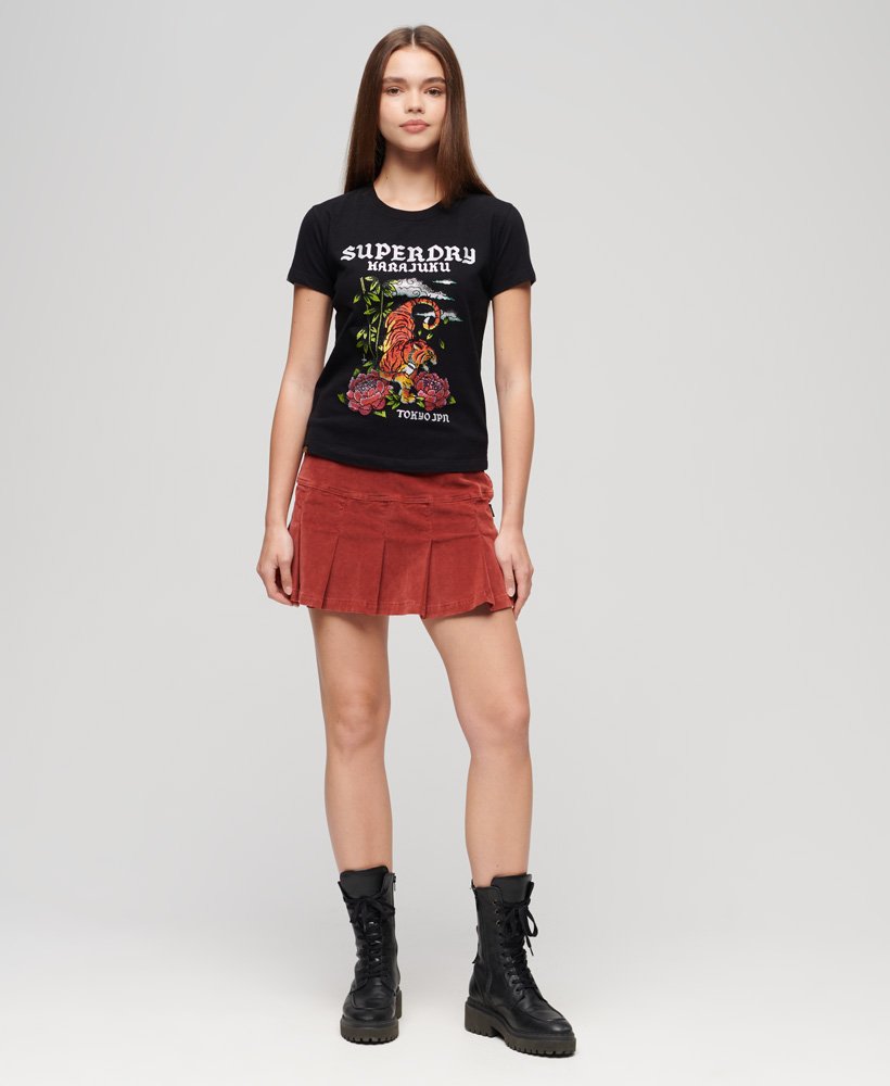 Women's Tattoo Rhinestone T-Shirt in Black | Superdry CA-EN