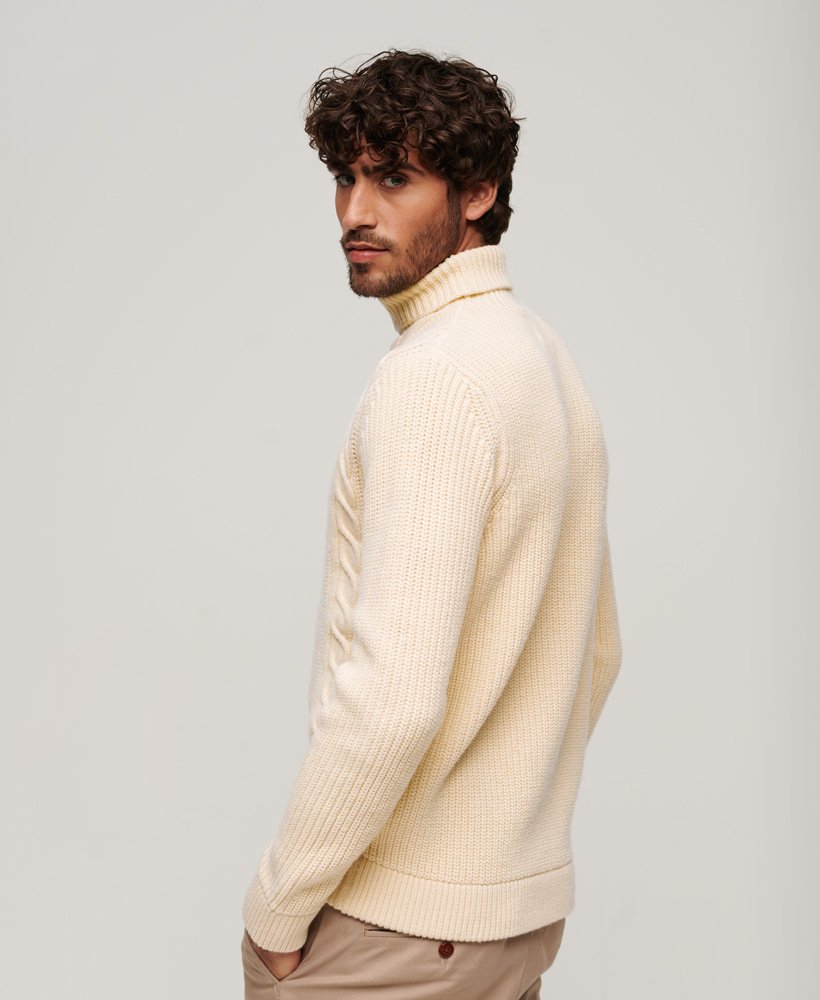 Pull Homme Col Roulé En Laine Mélangée - Grandes Tailles L à 8XL, Motif Torsadé Avant, Chaud Et Doux
