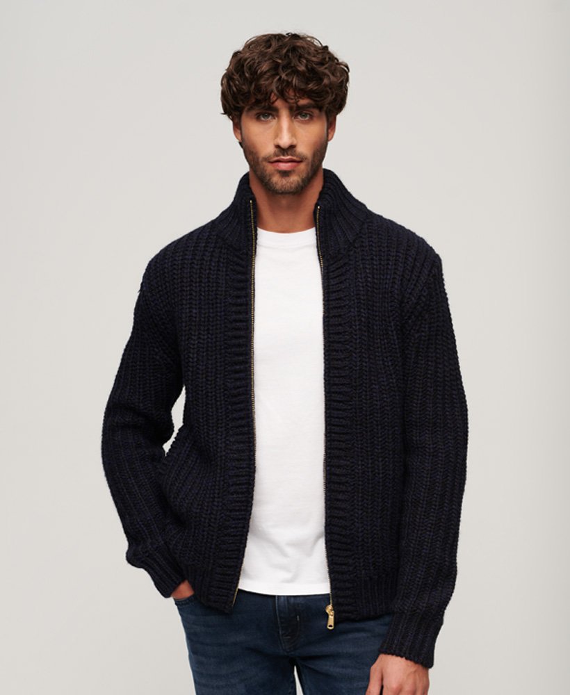 Superdry Chunky Knit Zip Through Cardigan - Men's Mens Jumpers