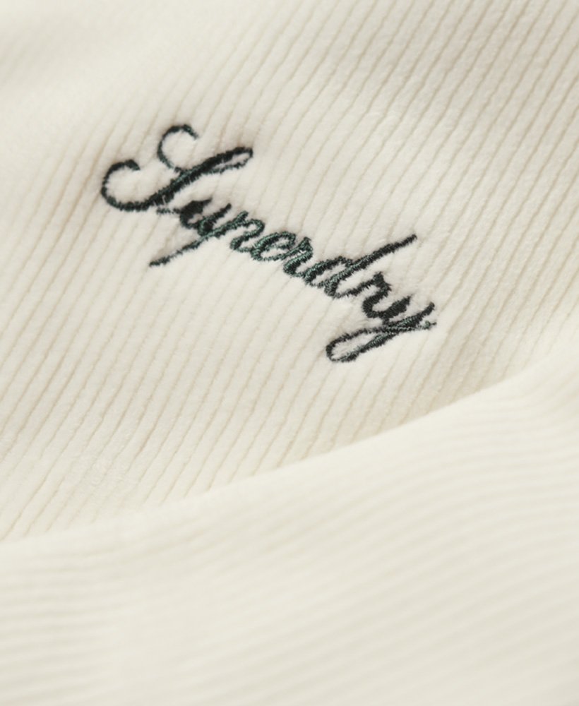 Womens - Drop Needle Velour Boxy Hoodie in Off White | Superdry UK