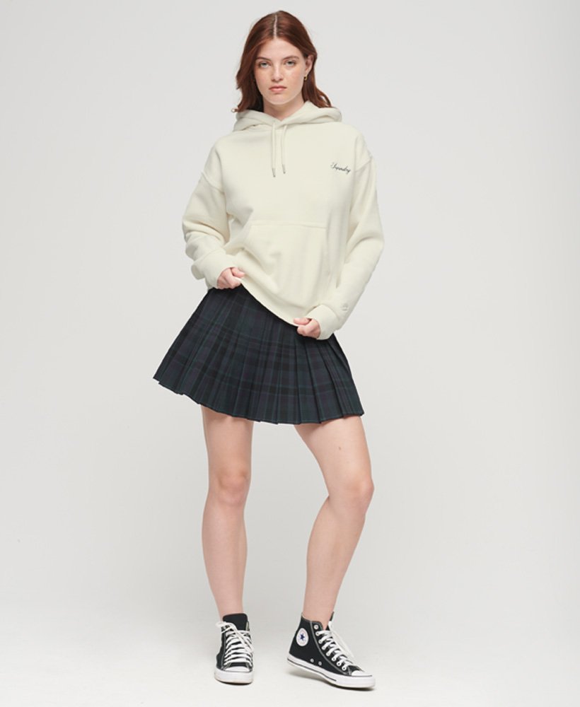 Womens - Drop Needle Velour Boxy Hoodie in Off White | Superdry UK