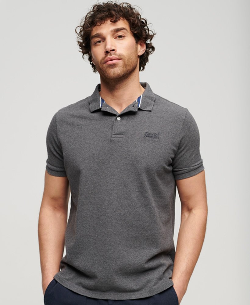 Men\'s Poolside Polo Shirt in Rich Charcoal Marl | Superdry US | Rundhalsshirts