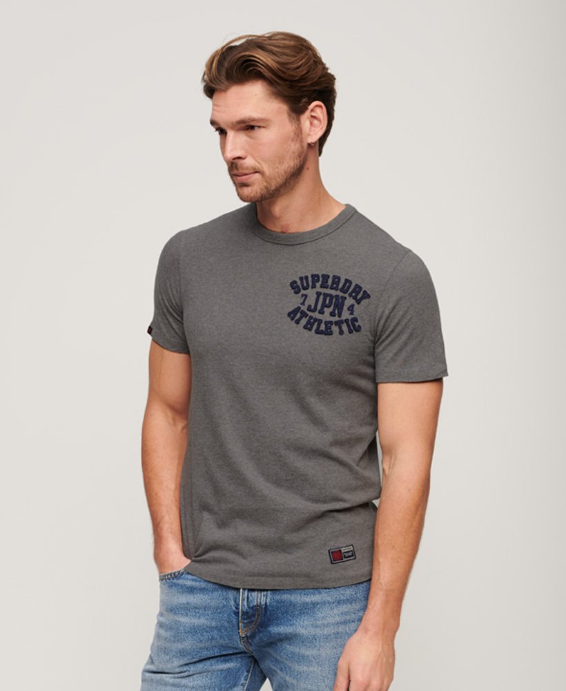 Men\'s Vintage Athletic Short Sleeve T-Shirt in Mid Grey Marl | Superdry US