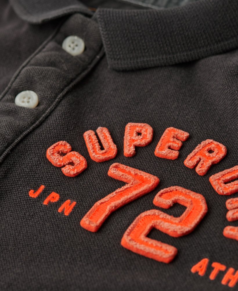 Men's Vintage Athletic Polo Shirt in Washed Black | Superdry US
