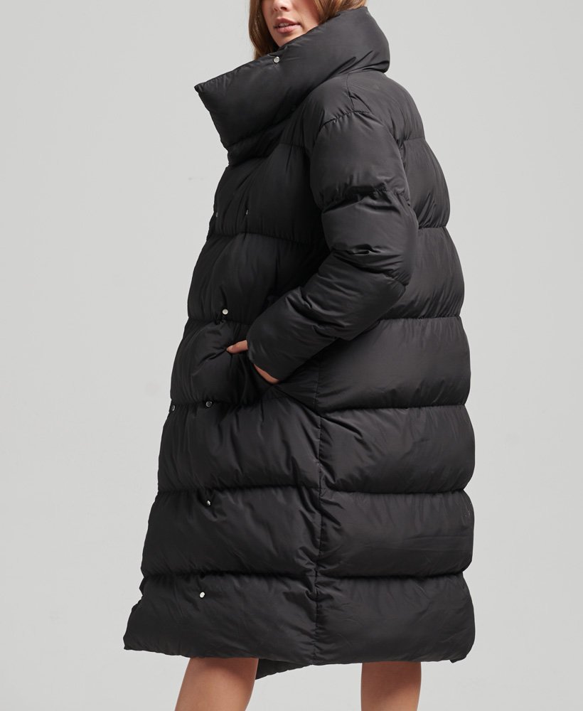 Black padded longline coat