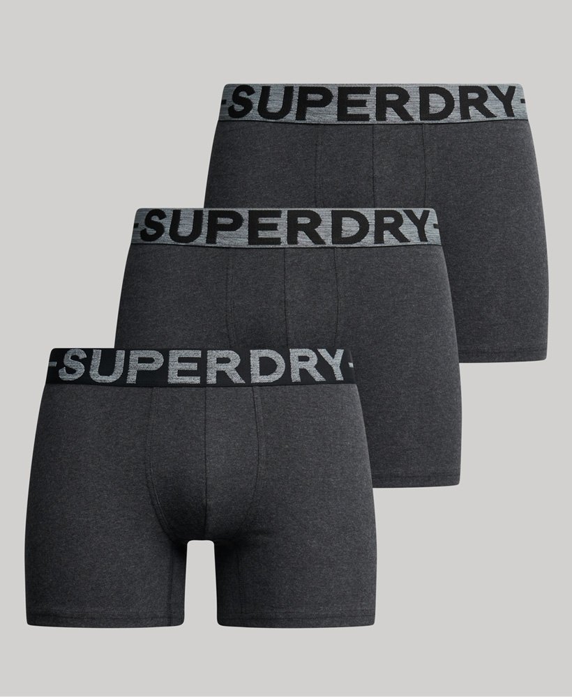 Hombre – Pack de tres calzoncillos bóxer de algodón orgánico en  Negro/carbón/gris Superdry ES