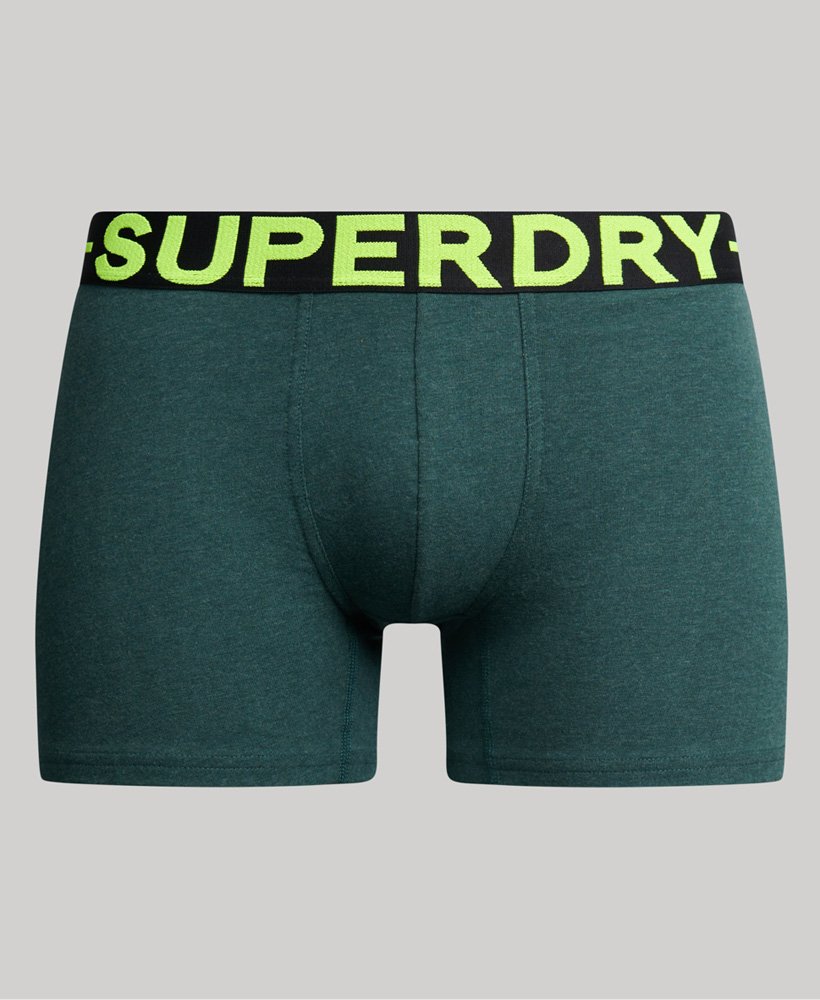 Mens Organic Cotton Boxer Triple Pack in Raven Black Marl/buck Green